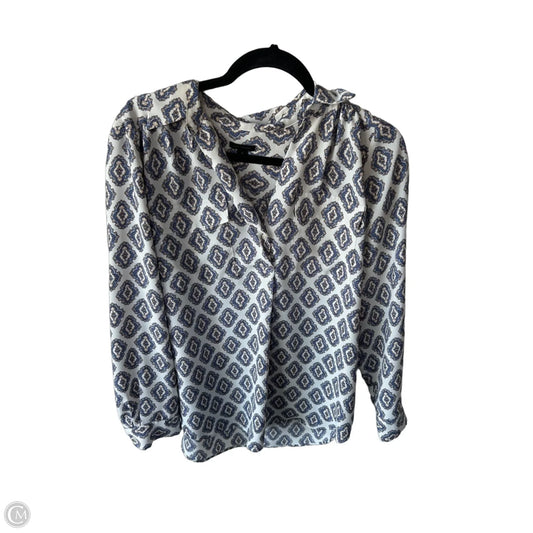 Top Long Sleeve By Ann Taylor In Blue & White, Size: M