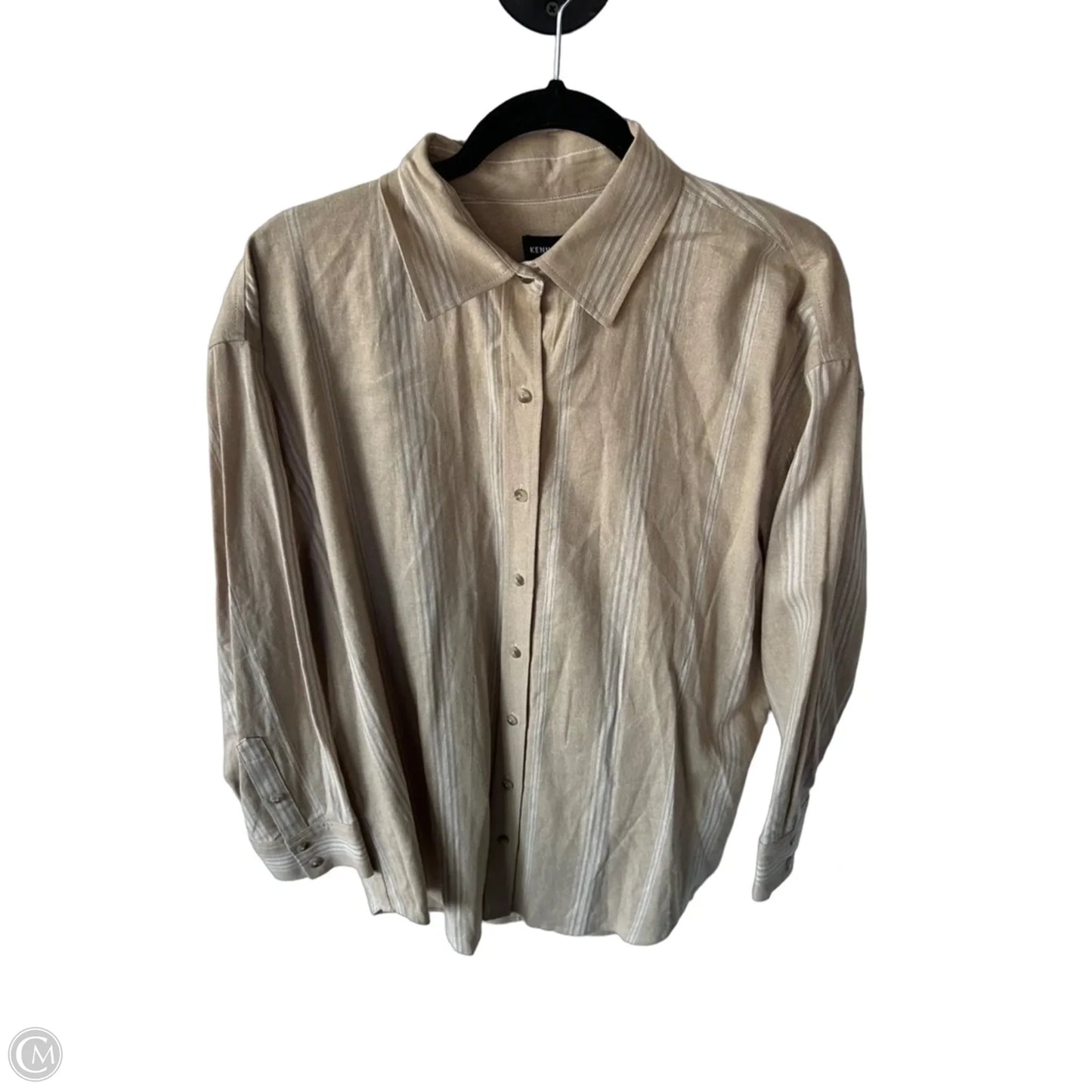 Tunic Long Sleeve By Kenneth Cole In Tan & White, Size: M
