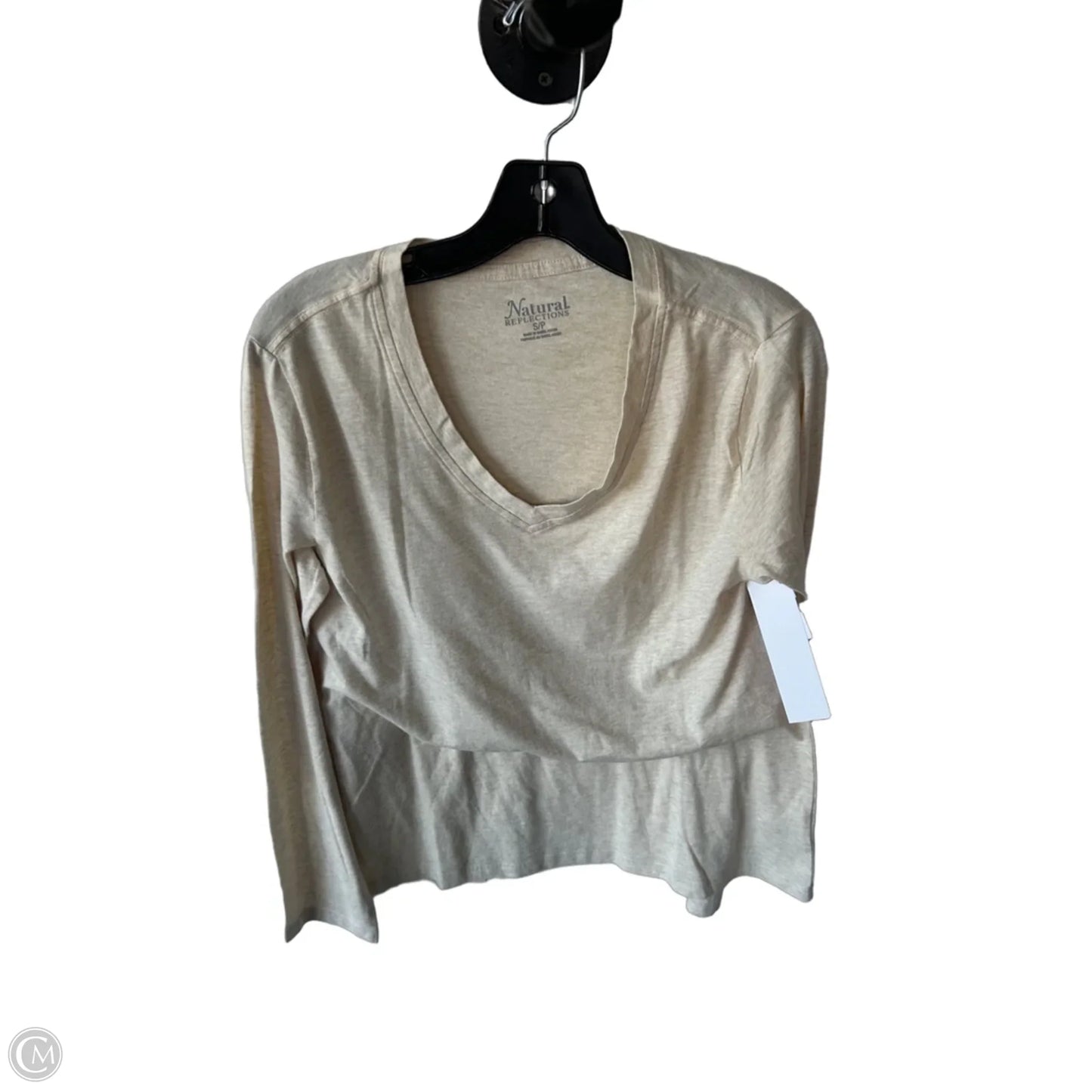 Top Long Sleeve Basic By Natural Reflections In Tan, Size: S