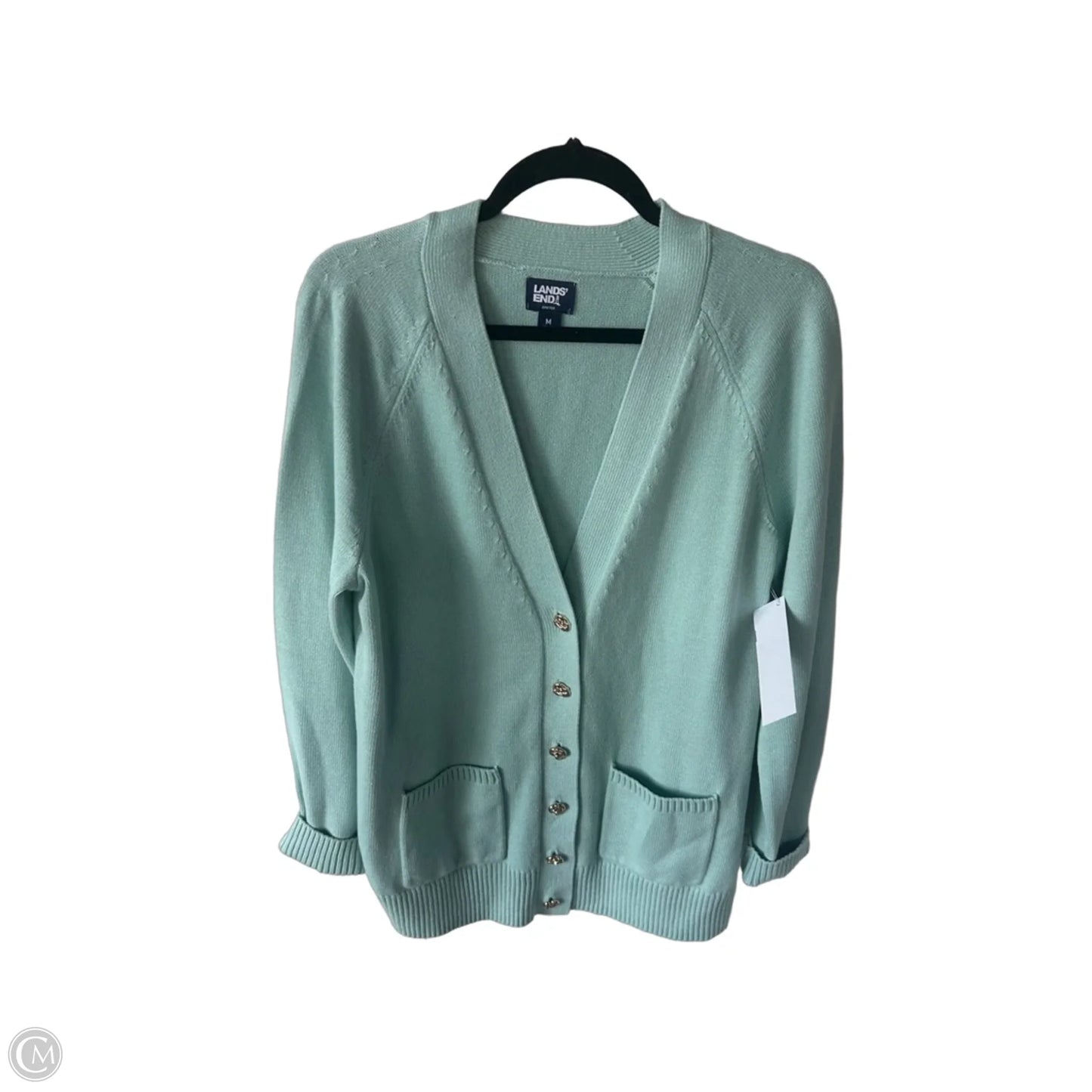 Sweater Cardigan By Lands End In Green, Size: M