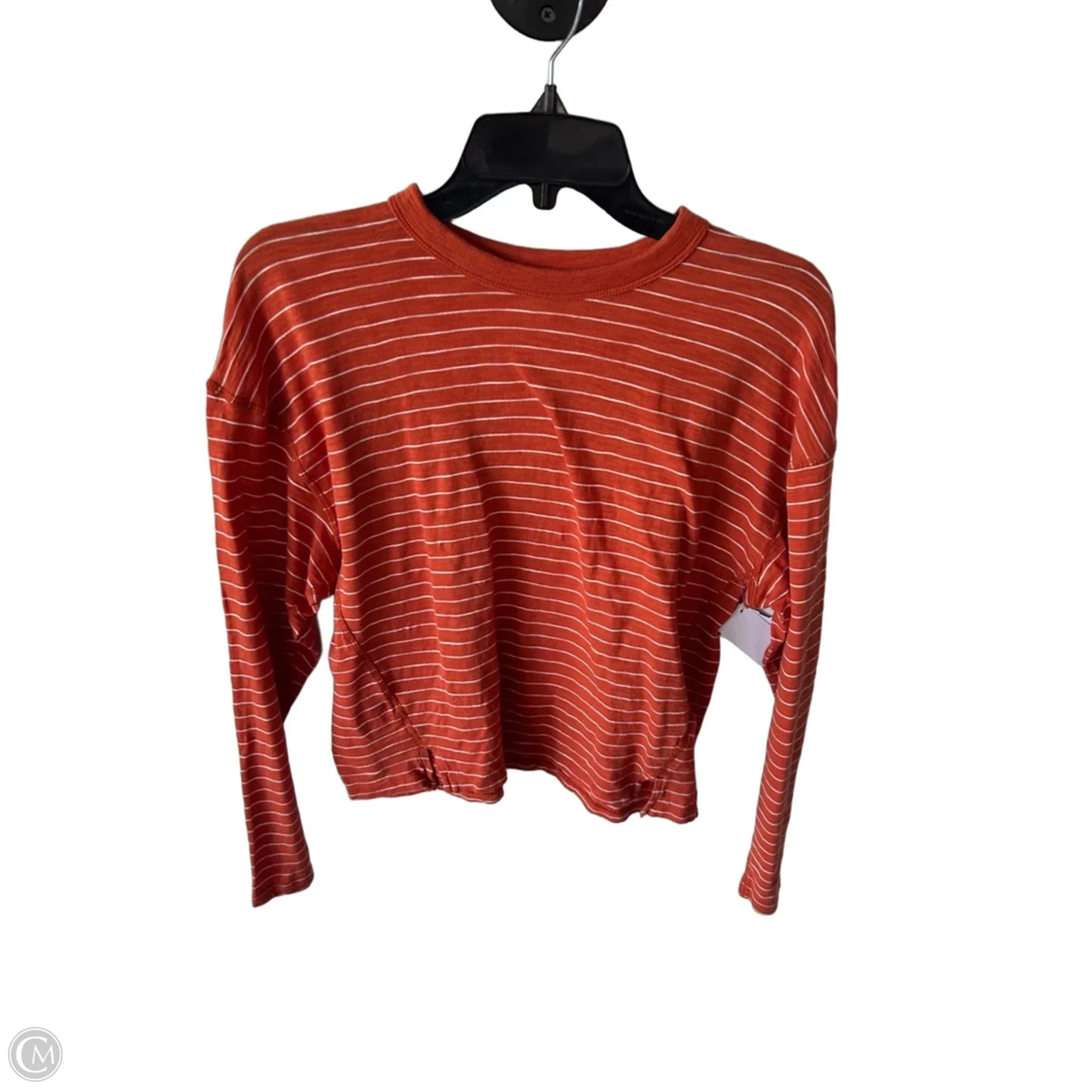 Top Long Sleeve Basic By Madewell In Orange & White, Size: S