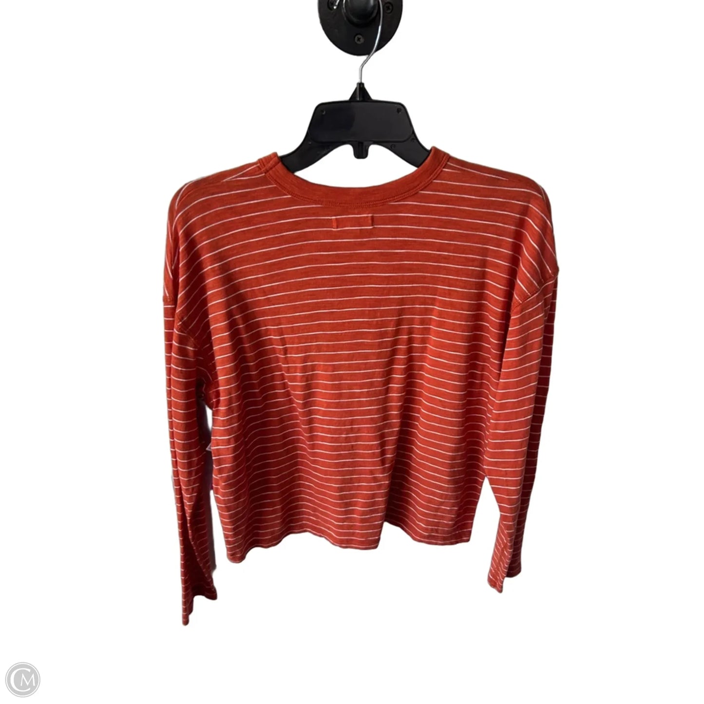 Top Long Sleeve Basic By Madewell In Orange & White, Size: S