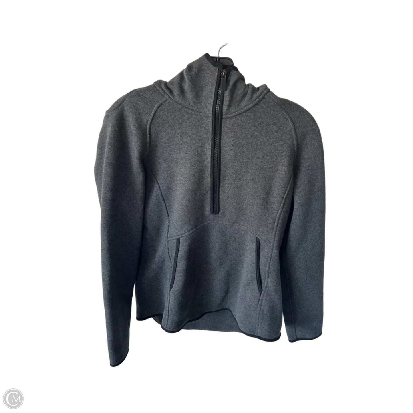 Athletic Sweatshirt Hoodie By Lululemon In Grey, Size: M