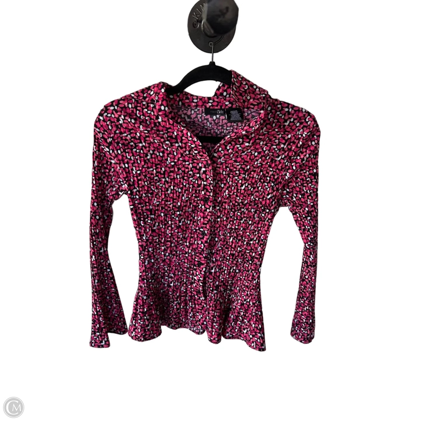 Blouse Long Sleeve By East 5th In Black & Pink, Size: Sp