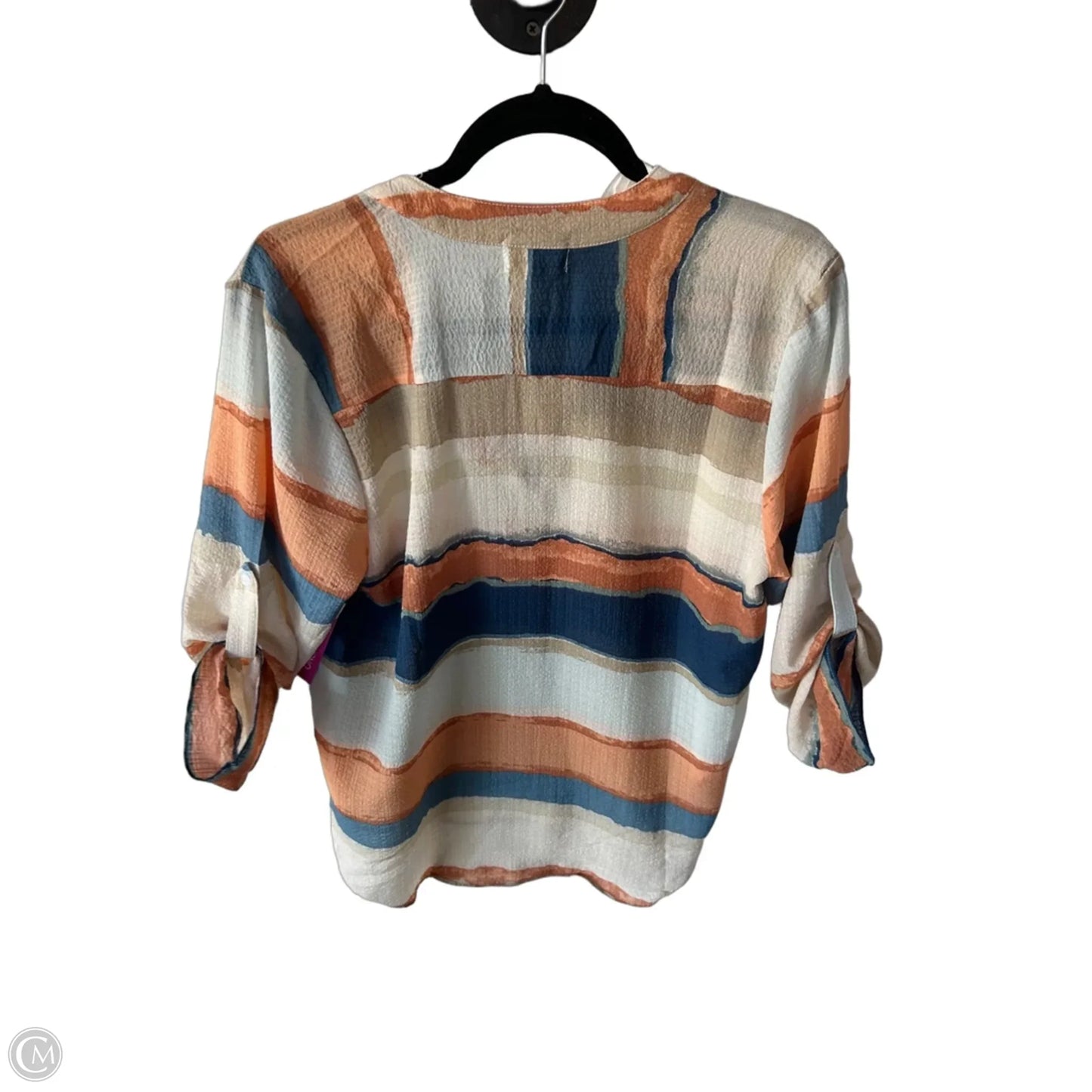 Top 3/4 Sleeve By Clothes Mentor In Blue & Tan, Size: S