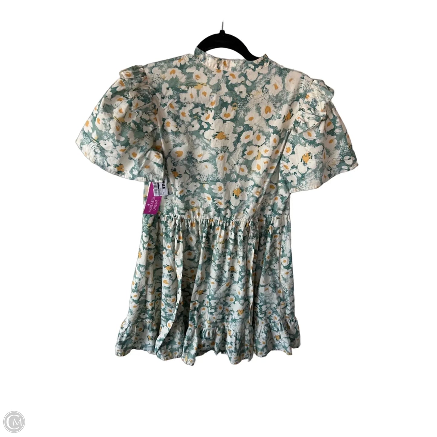Dress Casual Short By Peppermint In Green & Yellow, Size: M