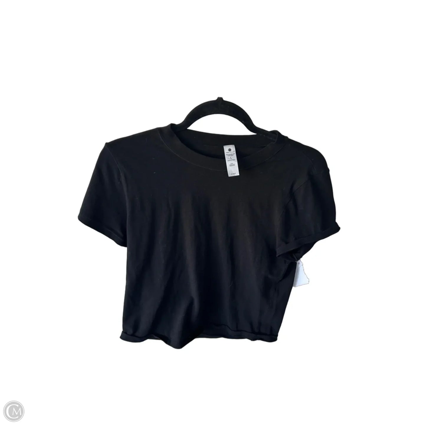 Athletic Top Short Sleeve By Yogalicious In Black, Size: L