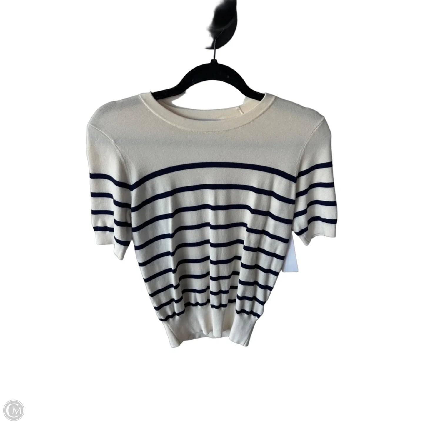 Sweater Short Sleeve By Zara In Blue & Cream, Size: S