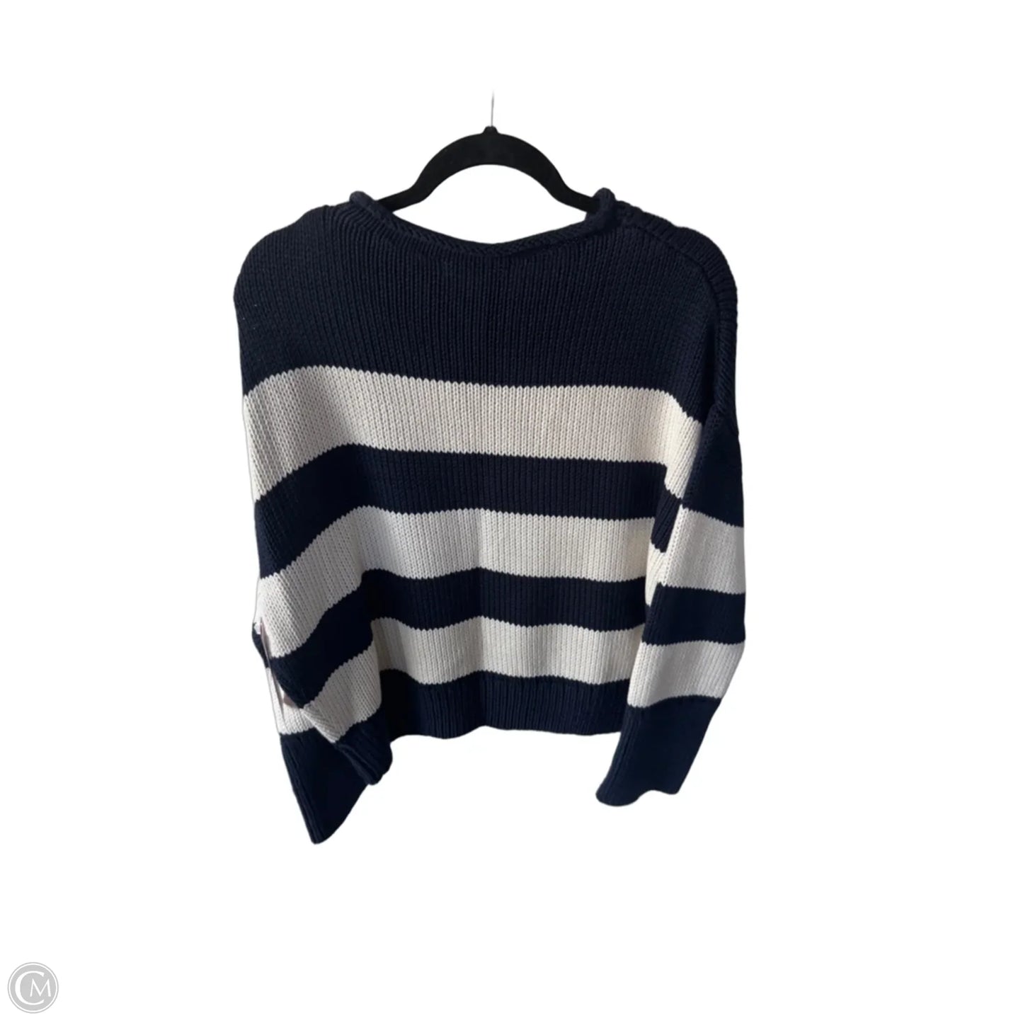 Sweater By Banana Republic In Blue & Cream, Size: L
