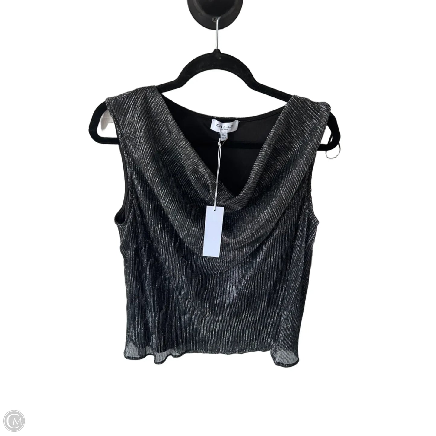 Top Sleeveless By Gilli In Black & Silver, Size: Xl