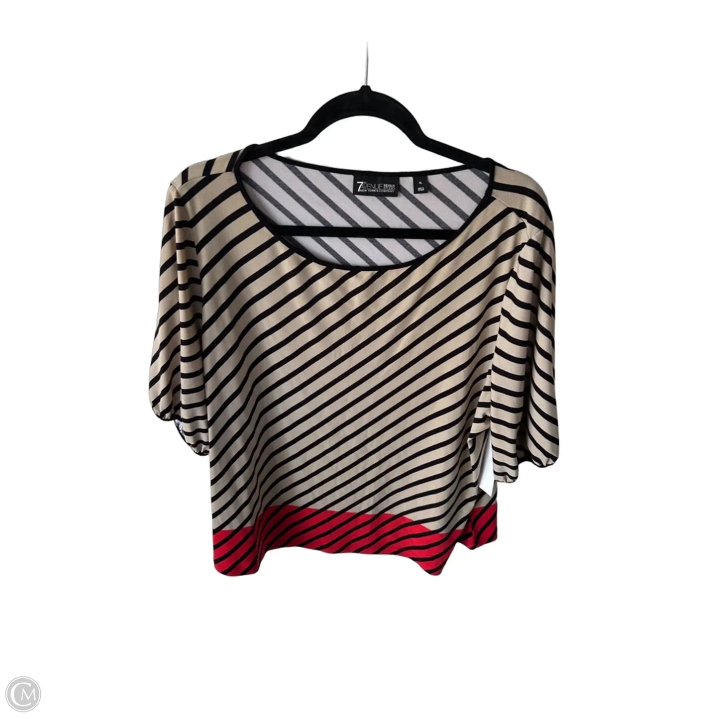Top Short Sleeve By New York And Co In Black & Tan, Size: Xl
