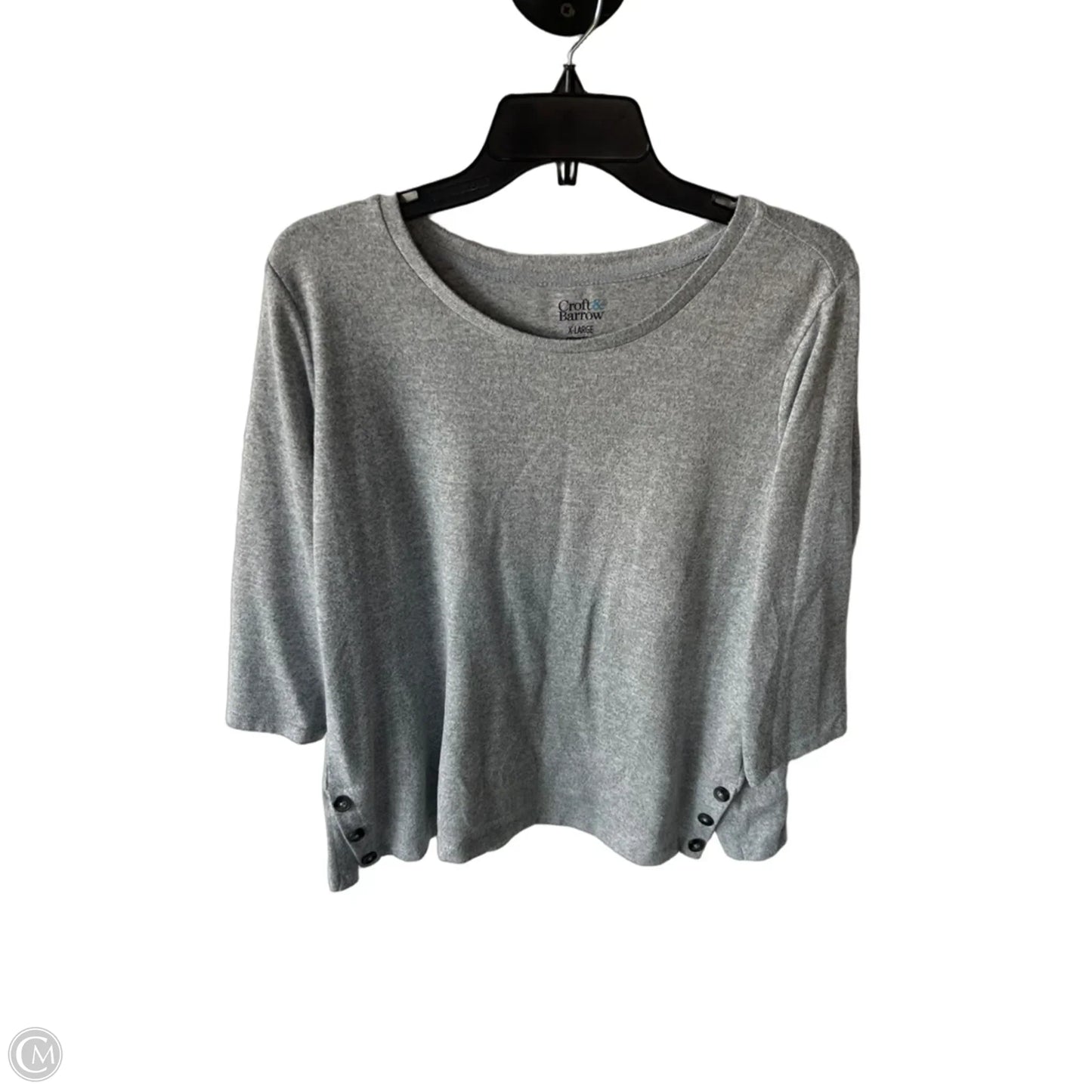 Top 3/4 Sleeve Basic By Croft And Barrow In Grey, Size: Xl