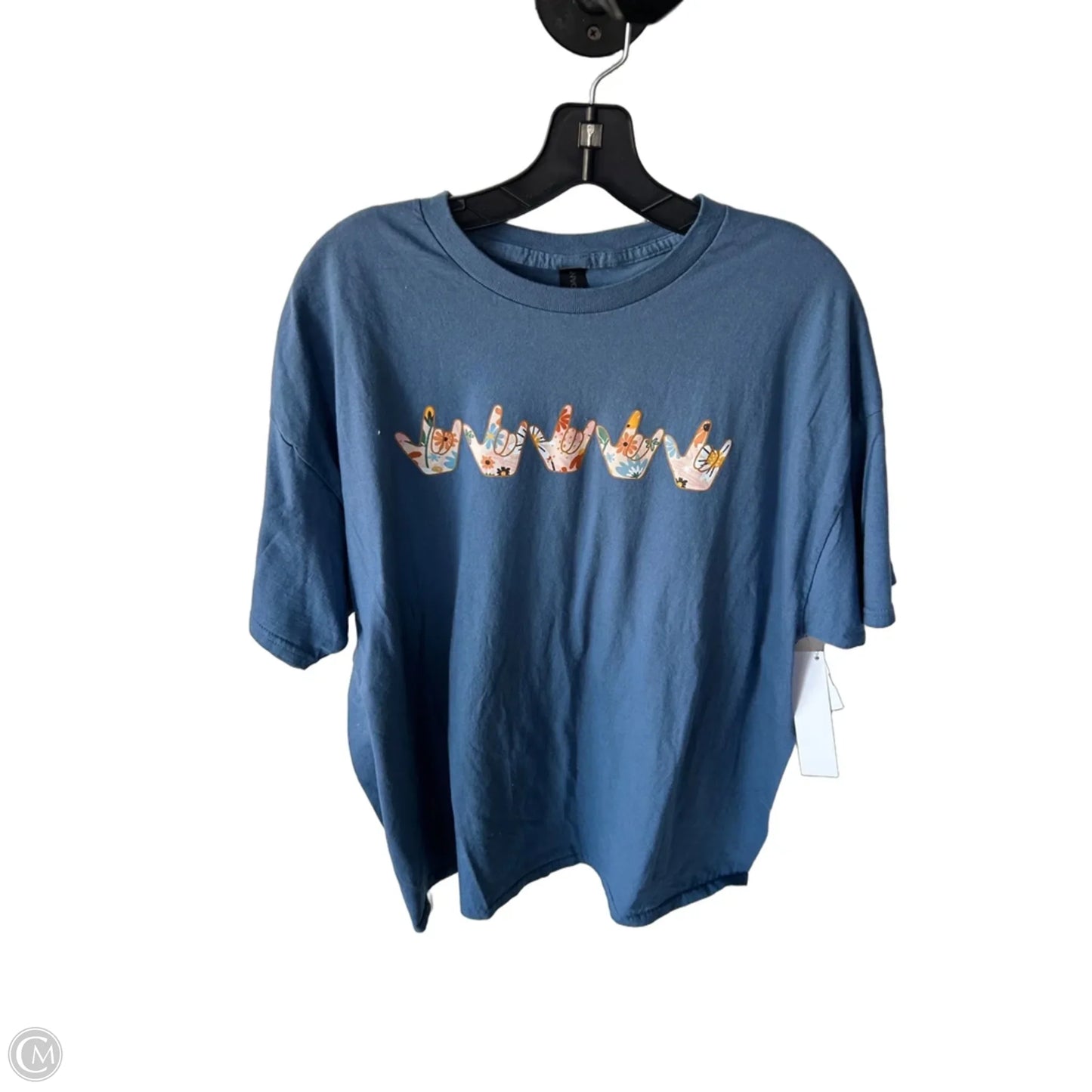 Top Short Sleeve By Gildan In Blue & Orange, Size: 2x