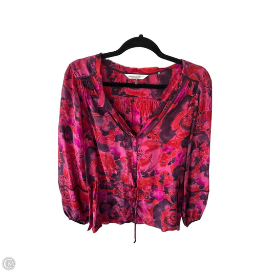 Top Long Sleeve By Rebecca Taylor In Purple & Red, Size: Xs