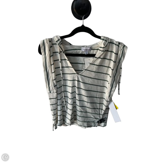 Top Short Sleeve By Evereve In Green & White, Size: S
