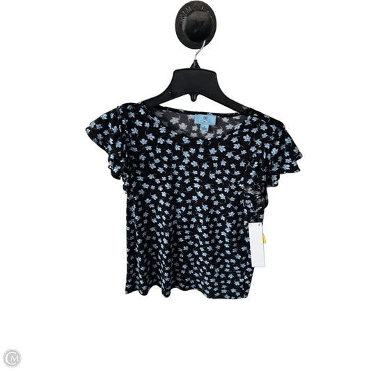 Top Short Sleeve By Cece In Black & Blue, Size: Xs
