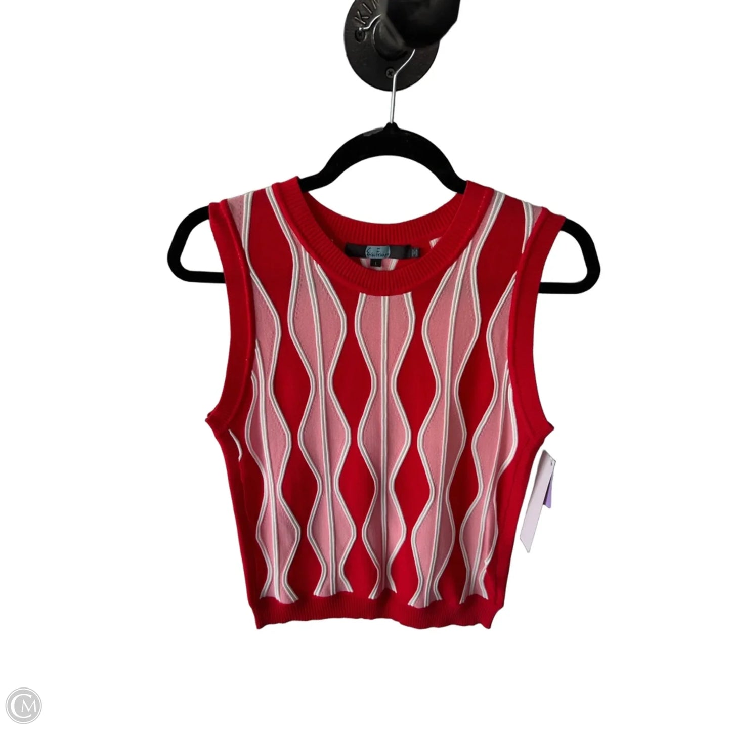 Vest Sweater By Eva Franco In Pink & Red, Size: L