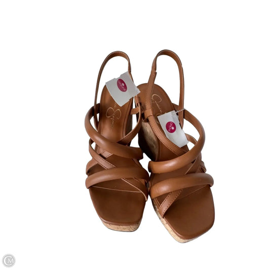 Sandals Heels Wedge By Jessica Simpson In Brown, Size: 8.5