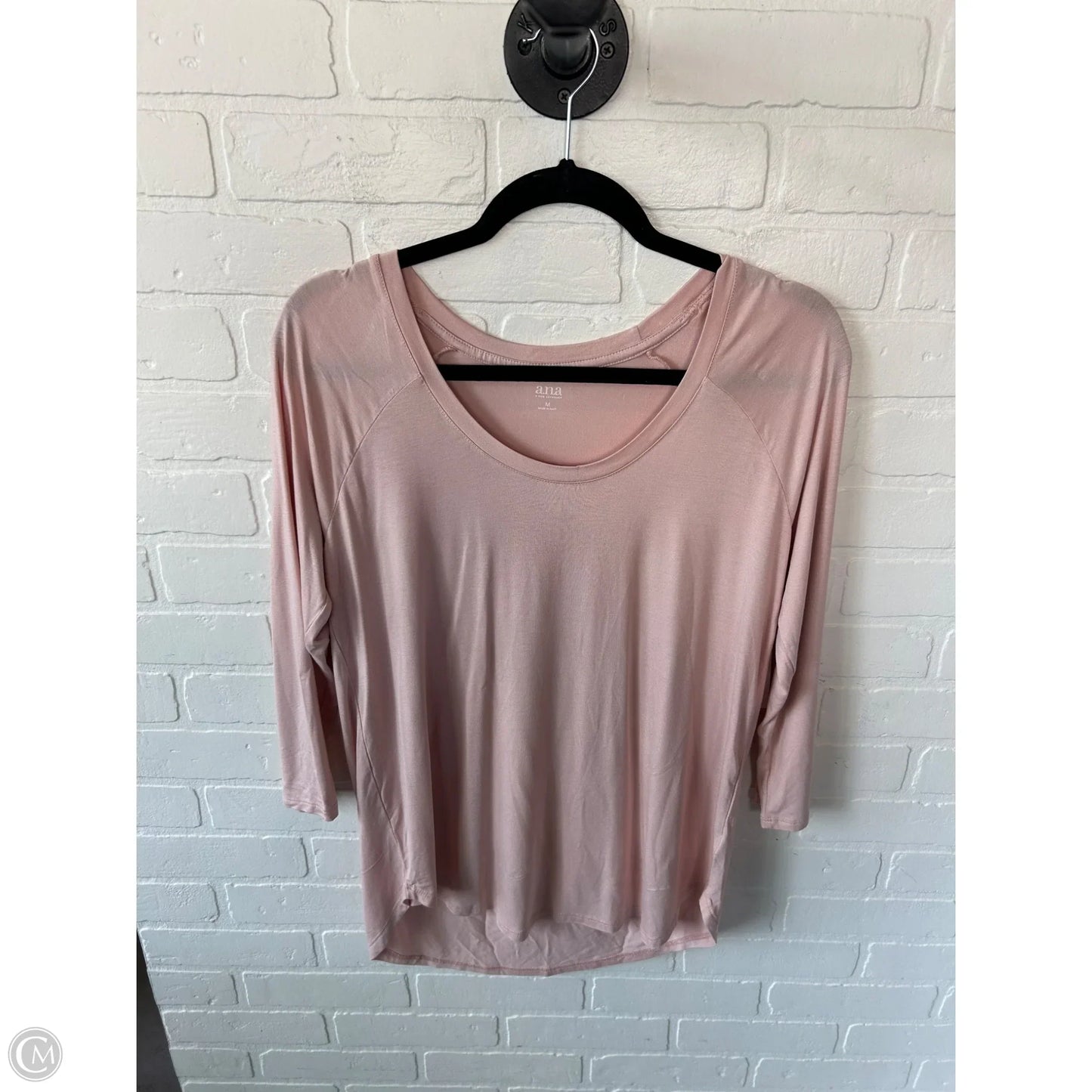 Top 3/4 Sleeve Basic By Ana In Pink, Size: M