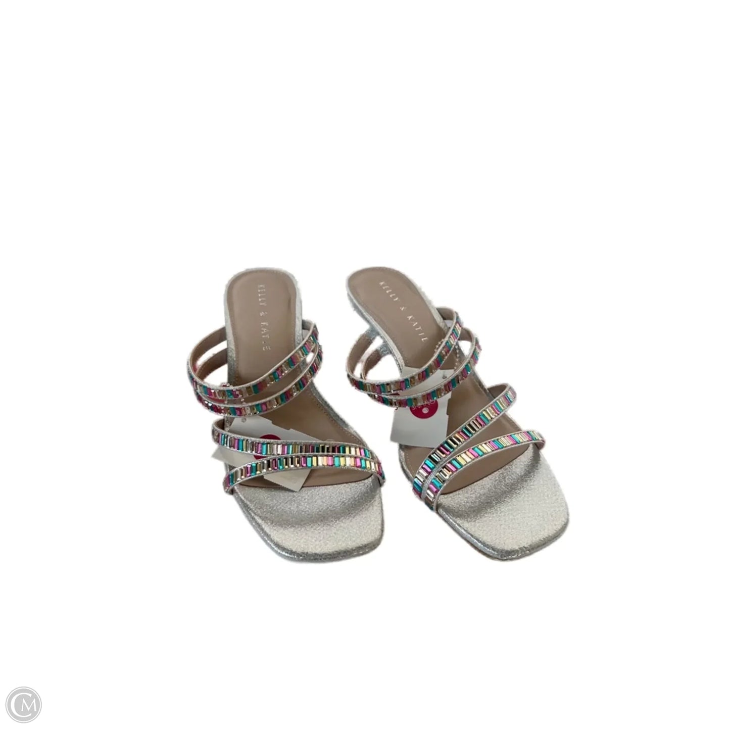 Sandals Heels Block By Kelly And Katie In Silver, Size: 8