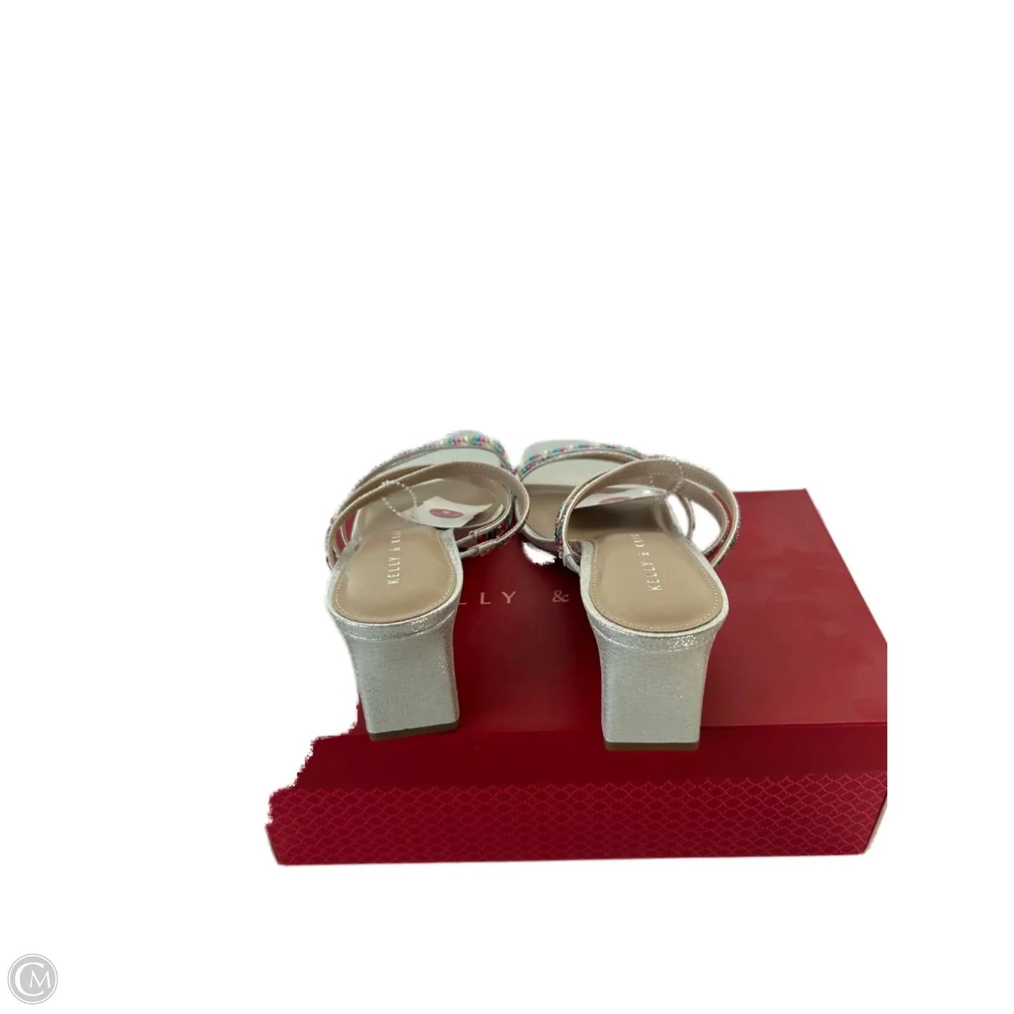 Sandals Heels Block By Kelly And Katie In Silver, Size: 8