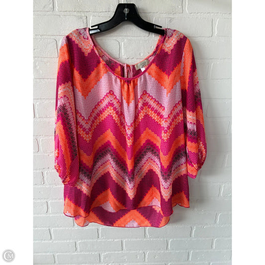 Top Long Sleeve By Clothes Mentor In Orange & Pink, Size: 1x