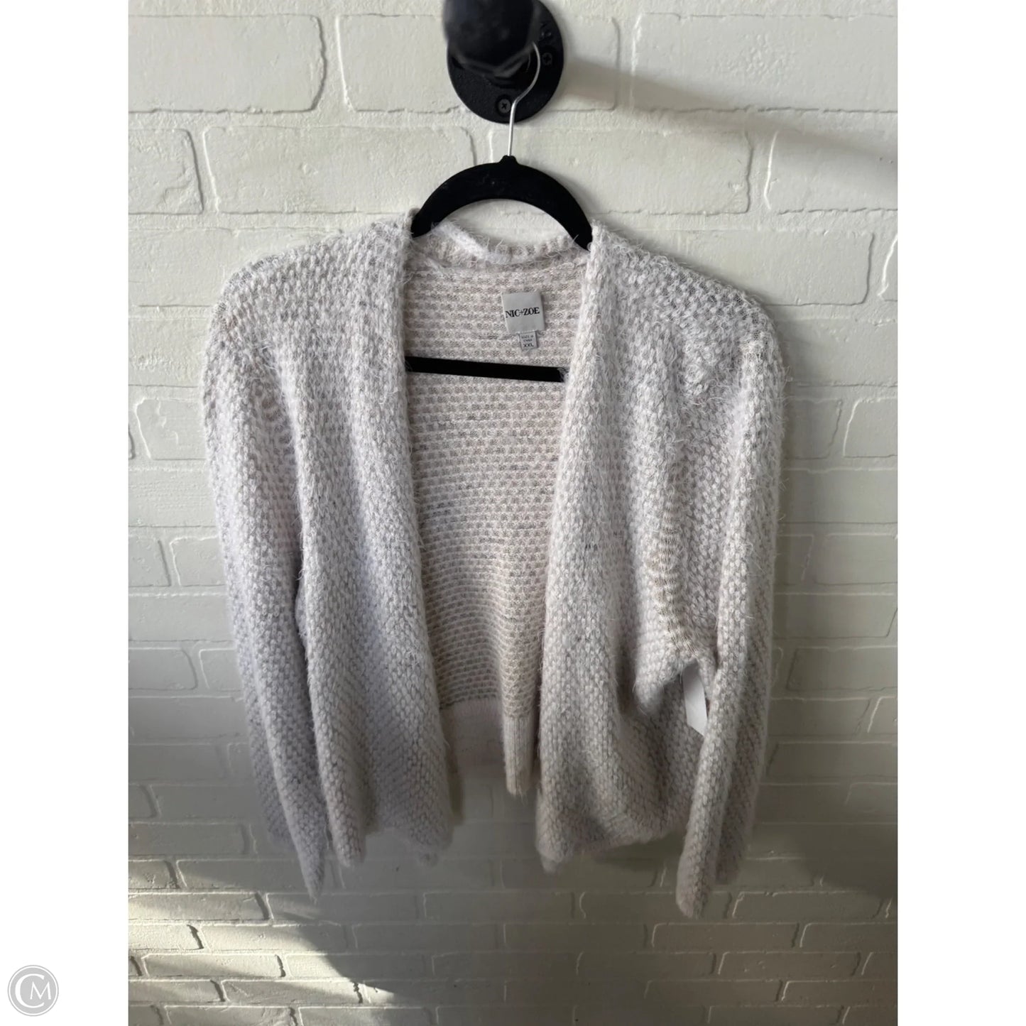 Sweater Cardigan By Nic + Zoe In Tan & White, Size: Xxl