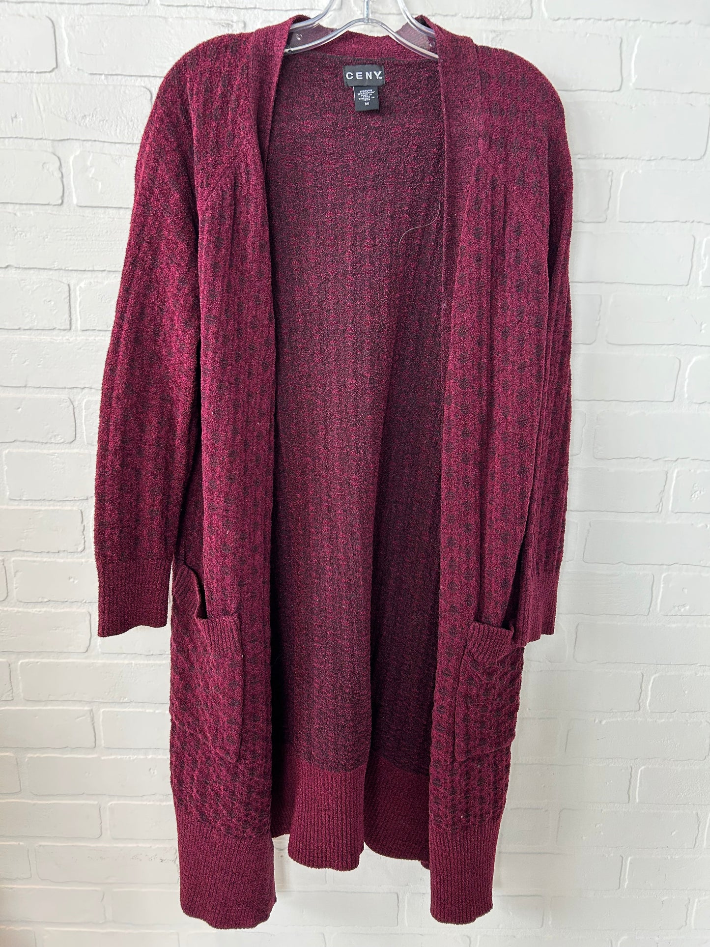 Sweater Cardigan By Clothes Mentor In Black & Red, Size: M