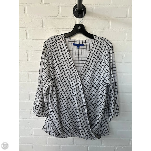 Top 3/4 Sleeve By Apt 9 In Black & White, Size: L