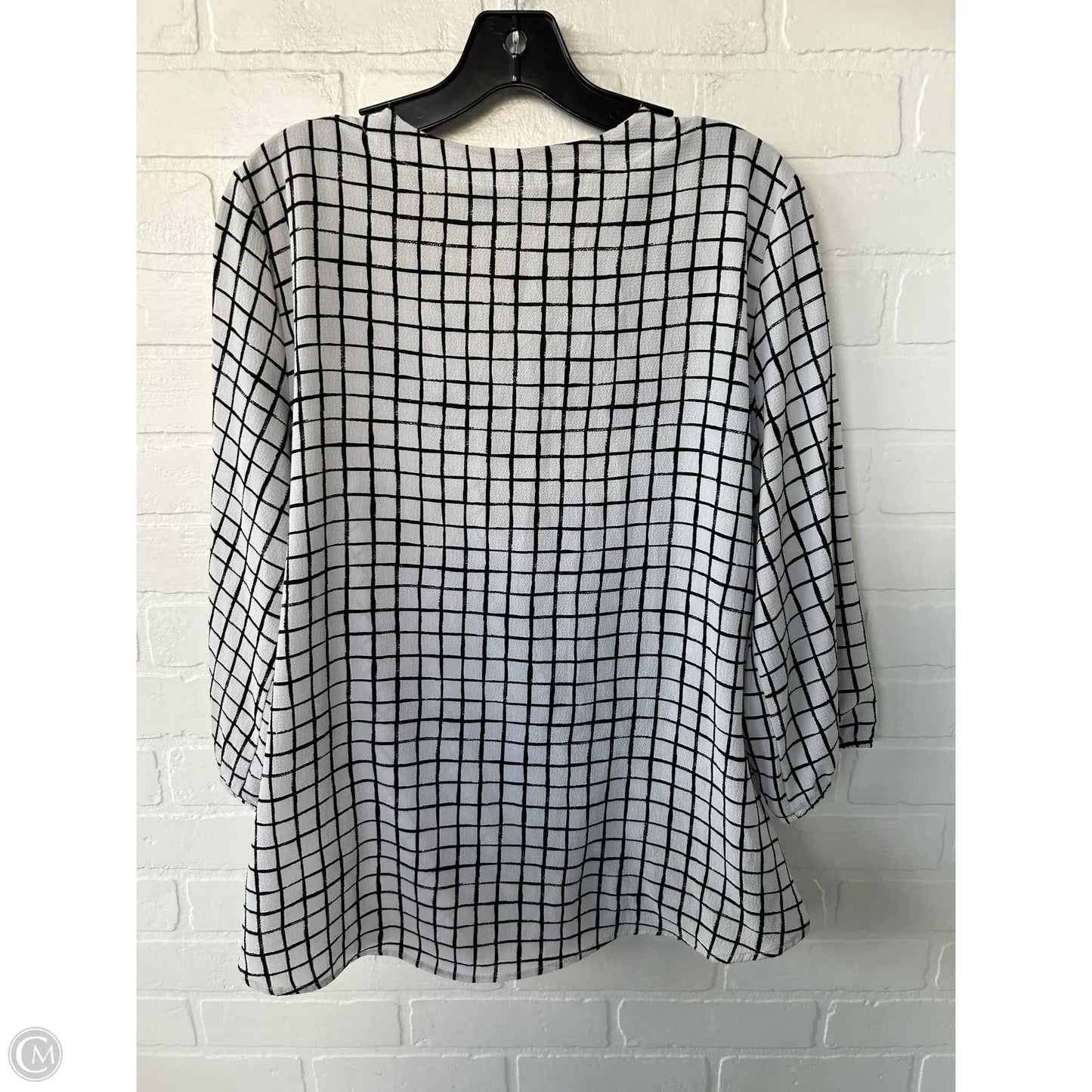 Top 3/4 Sleeve By Apt 9 In Black & White, Size: L