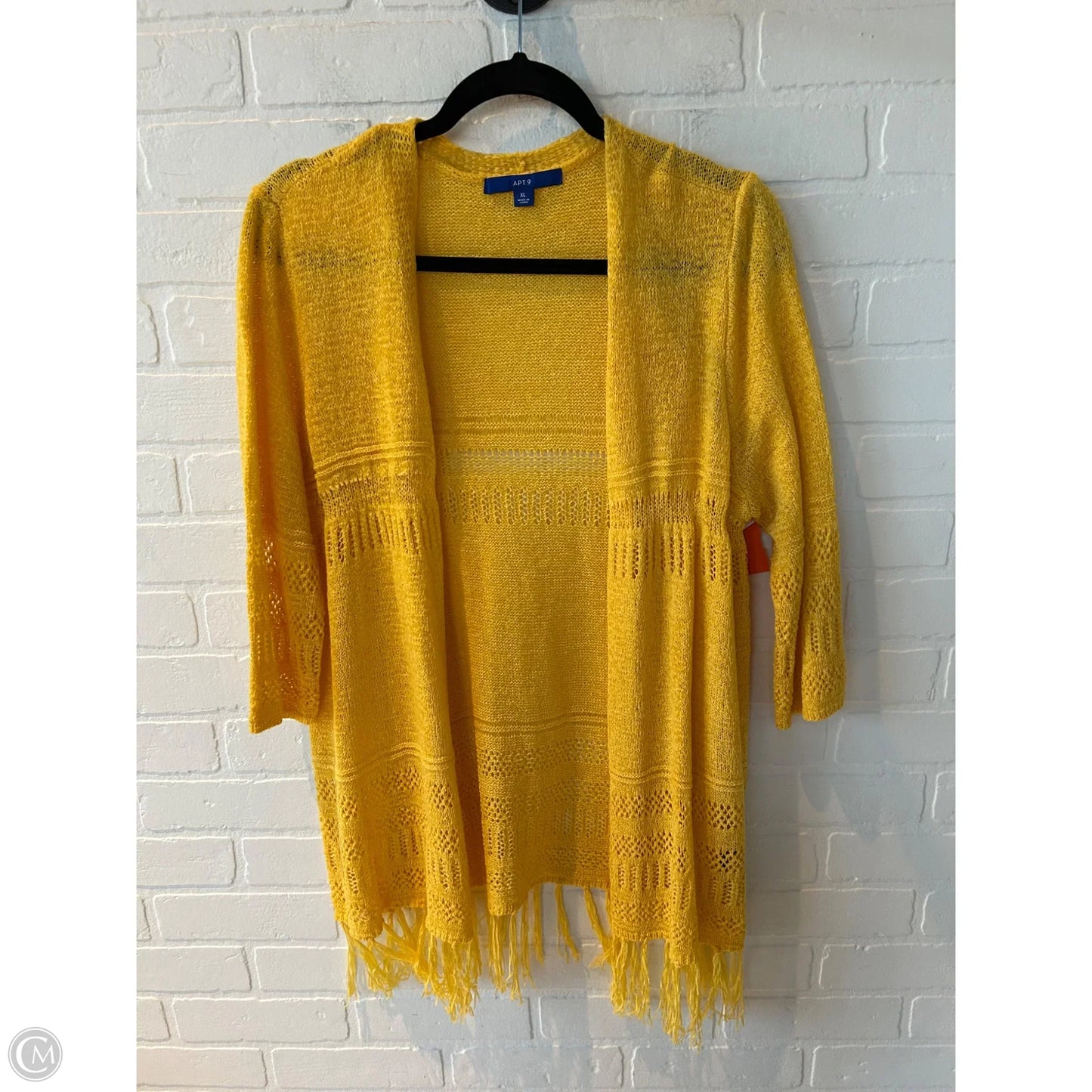 Sweater Cardigan By Apt 9 In Yellow, Size: Xl