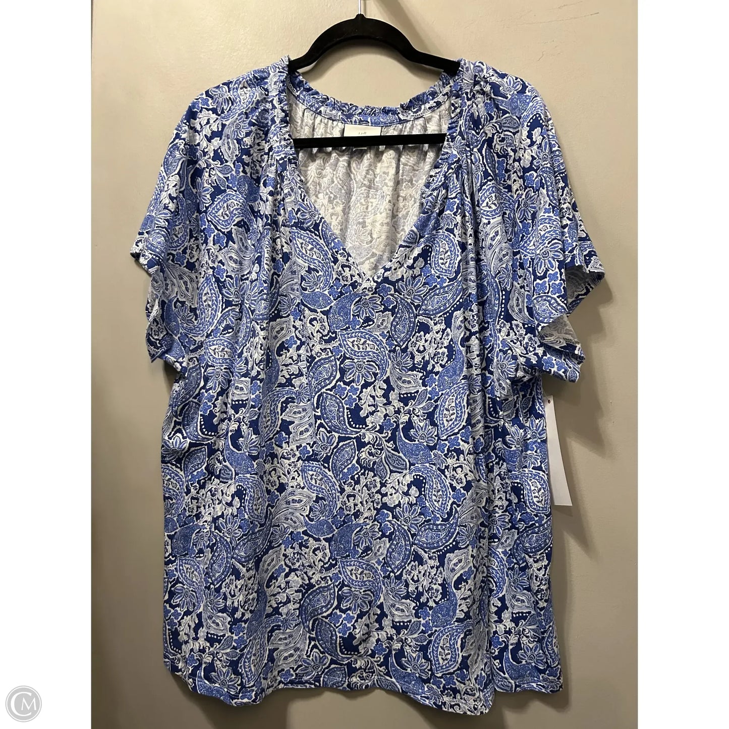 Top Short Sleeve By J. Jill In Blue & White, Size: 3x