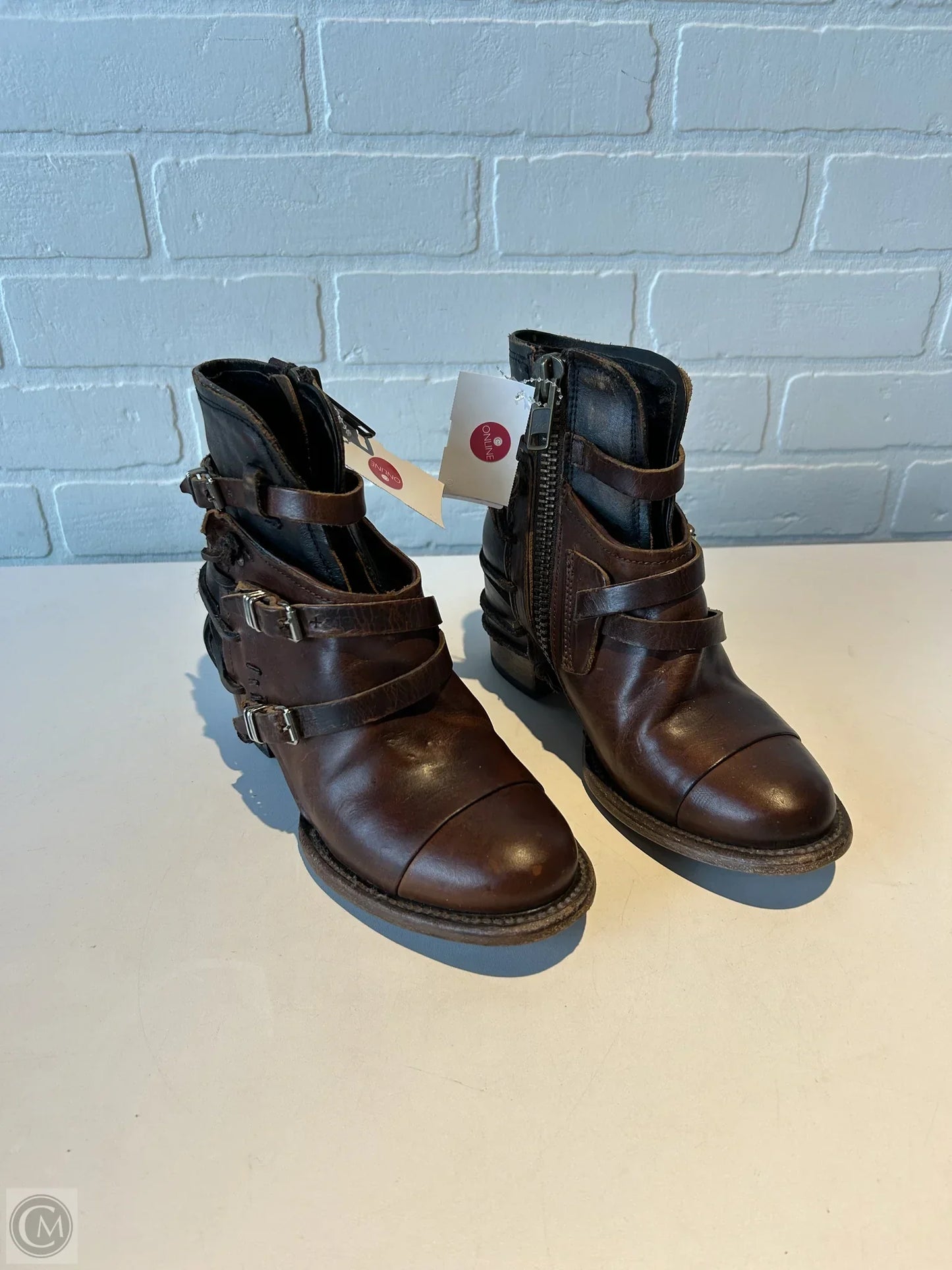 Boots Ankle Heels By Freebird In Brown, Size: 6