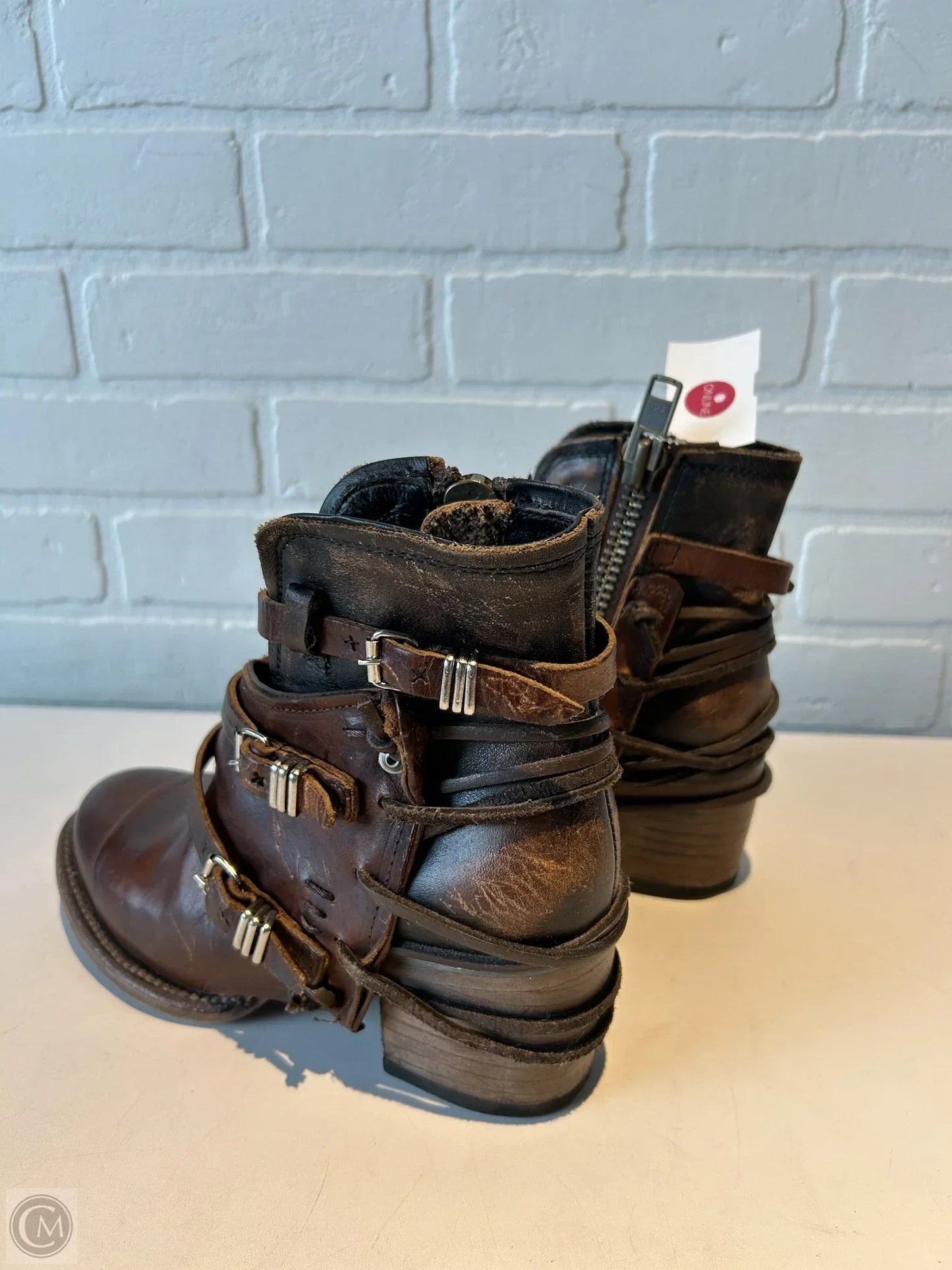 Boots Ankle Heels By Freebird In Brown, Size: 6