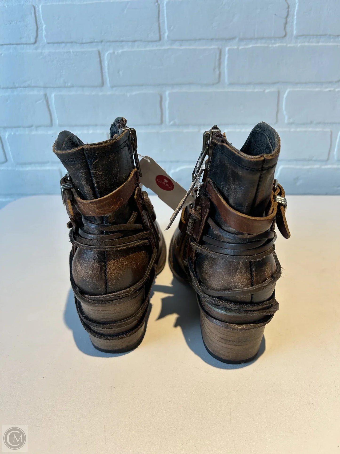 Boots Ankle Heels By Freebird In Brown, Size: 6