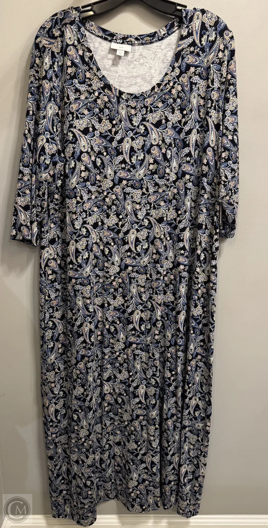 Dress Casual Midi By J. Jill In Black & Blue, Size: Xlp