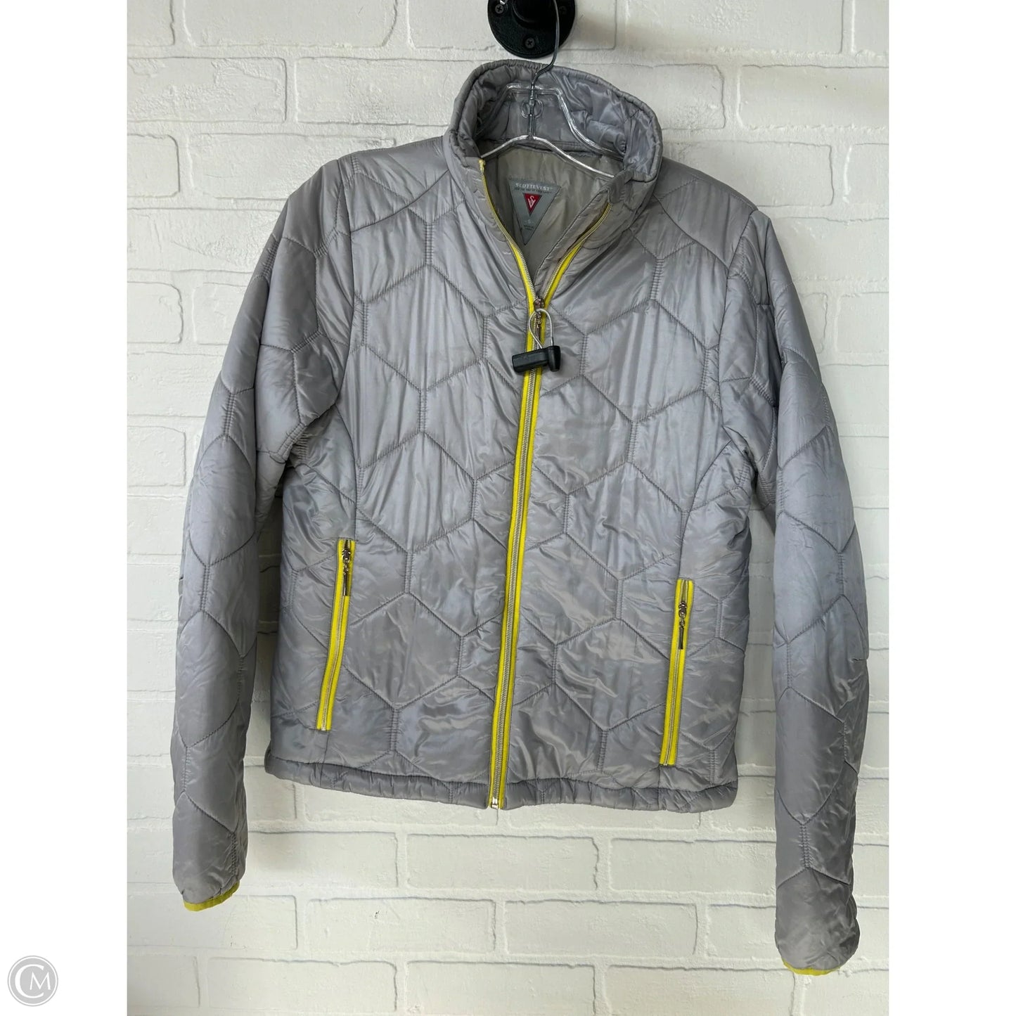 Jacket Puffer & Quilted By scottevest In Grey & Yellow, Size: S