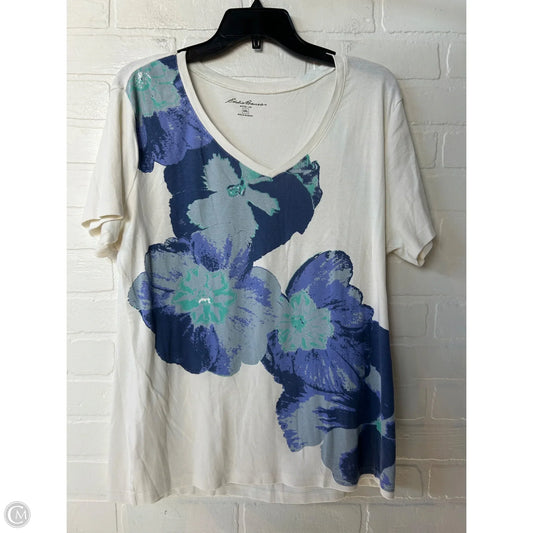 Top Short Sleeve Basic By Eddie Bauer In Blue & Cream, Size: Xxl