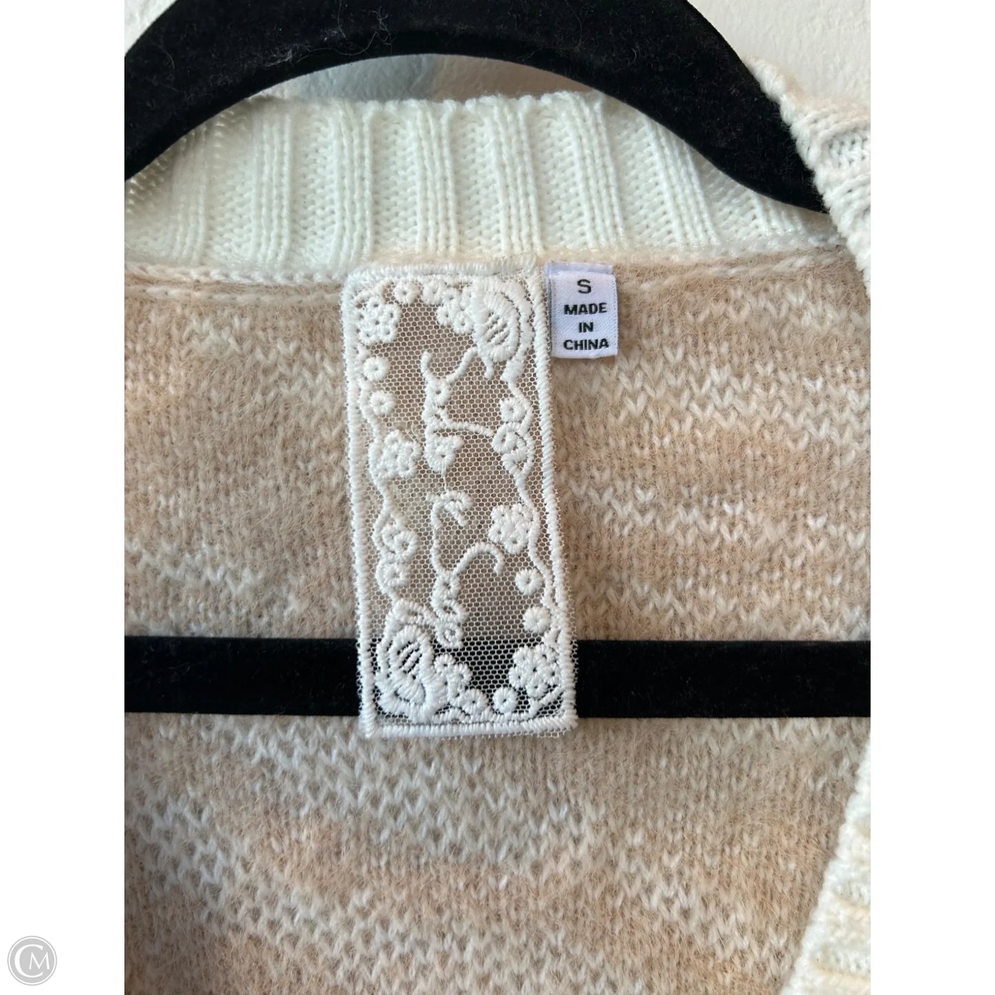 Sweater Cardigan By sadie & sage In Tan & White, Size: S