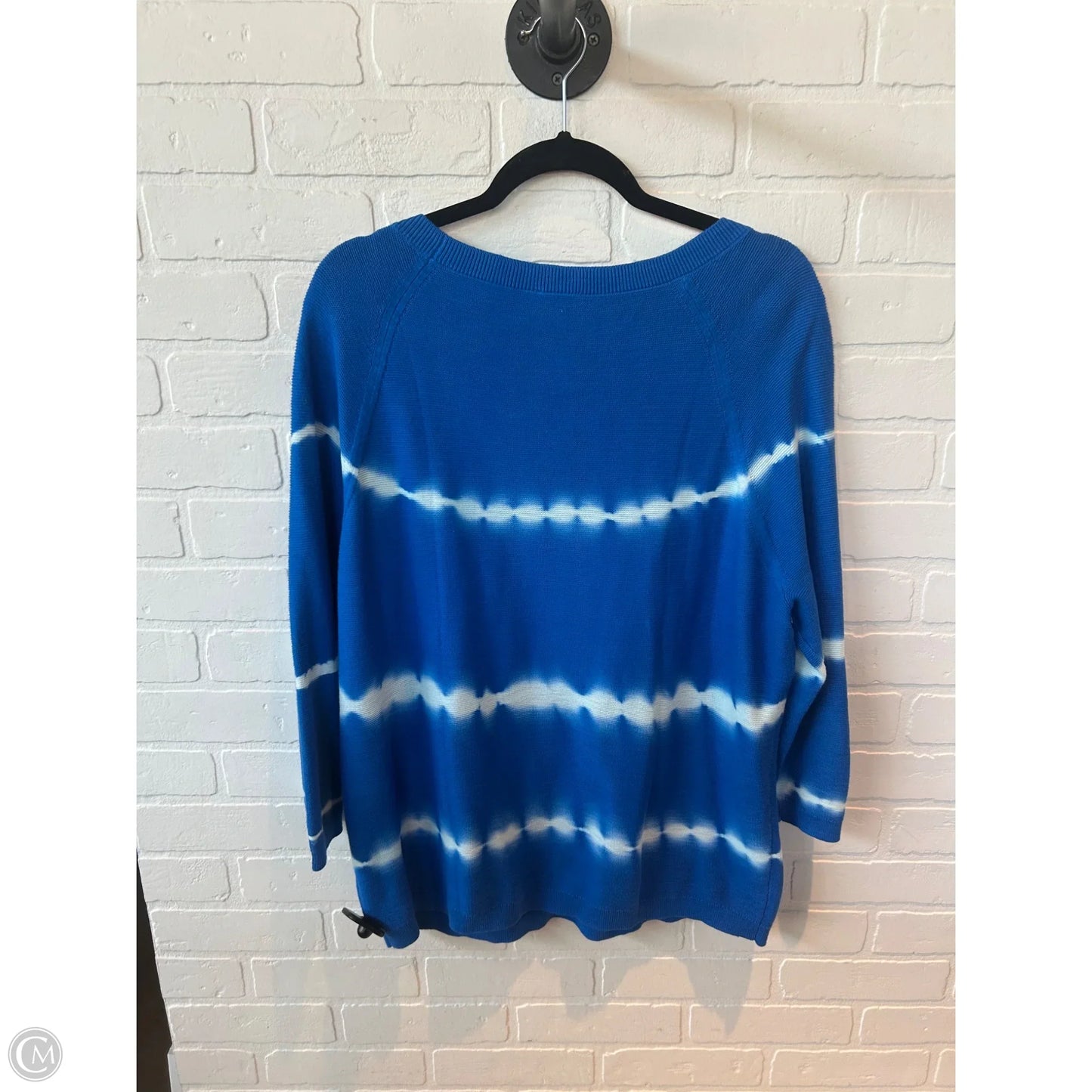 Sweater By Talbots In Blue & White, Size: Xl