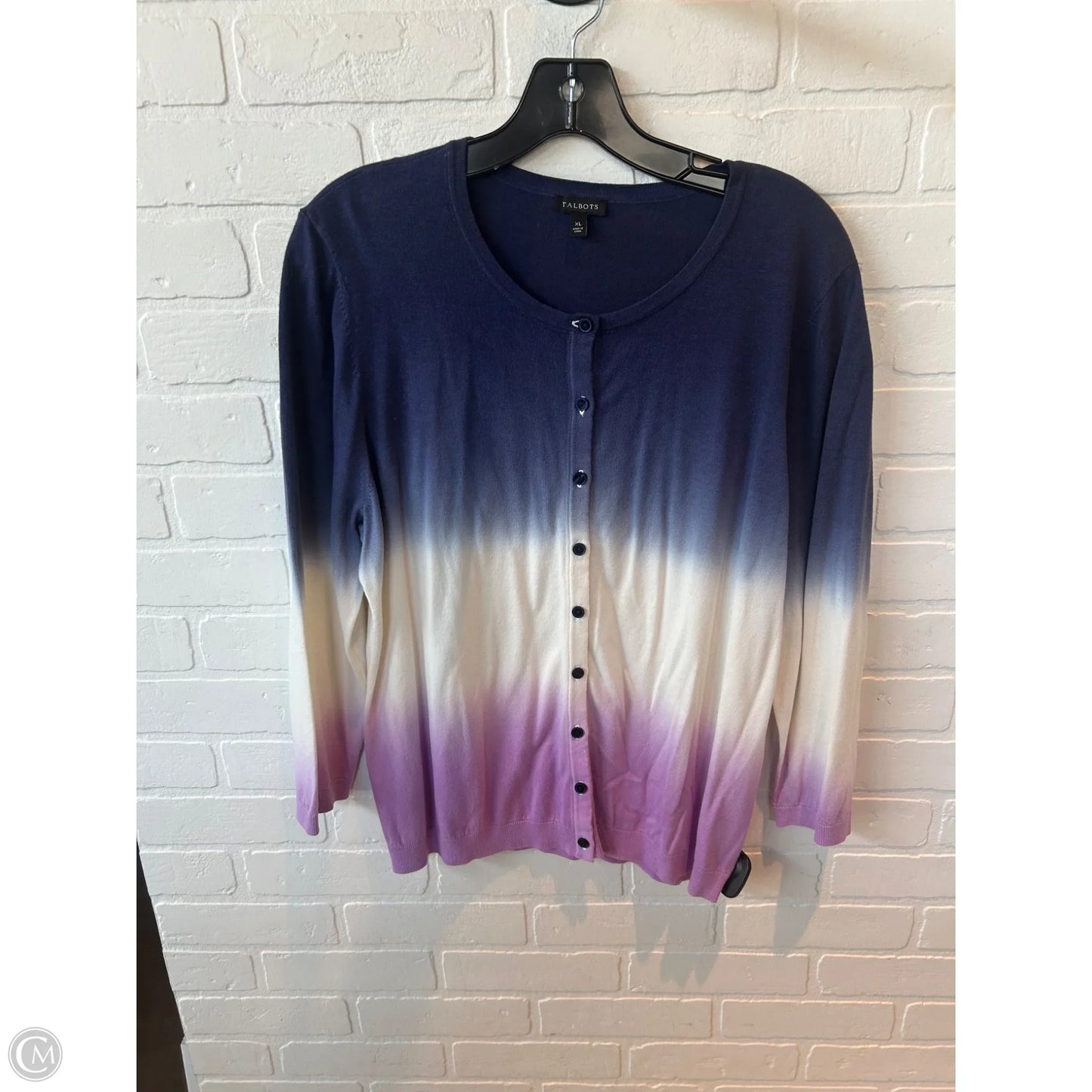 Sweater Cardigan By Talbots In Blue & Purple, Size: Xl