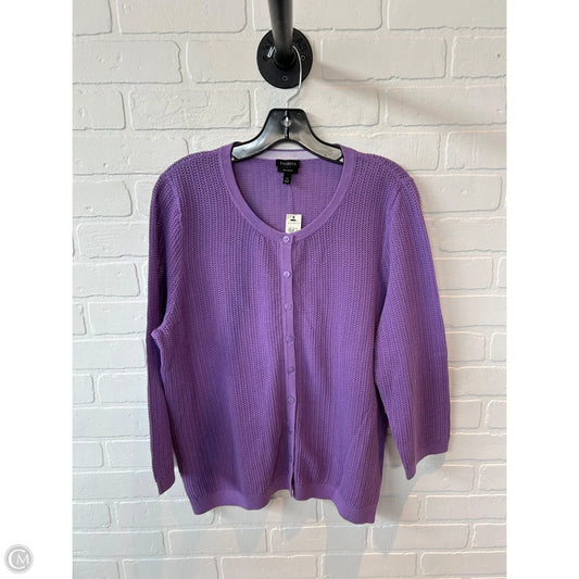 Sweater Cardigan By Talbots In Purple, Size: Xl