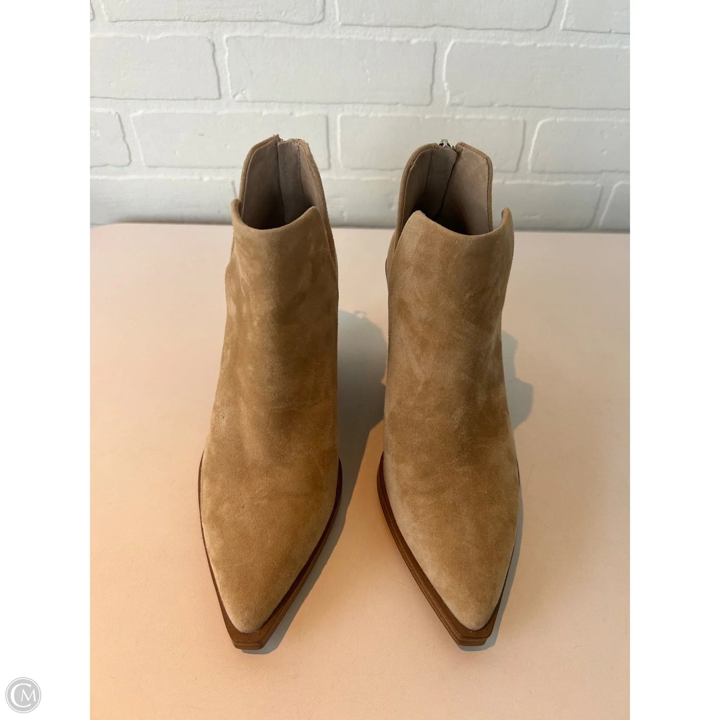 Boots Ankle Heels By Vince Camuto In Tan, Size: 7