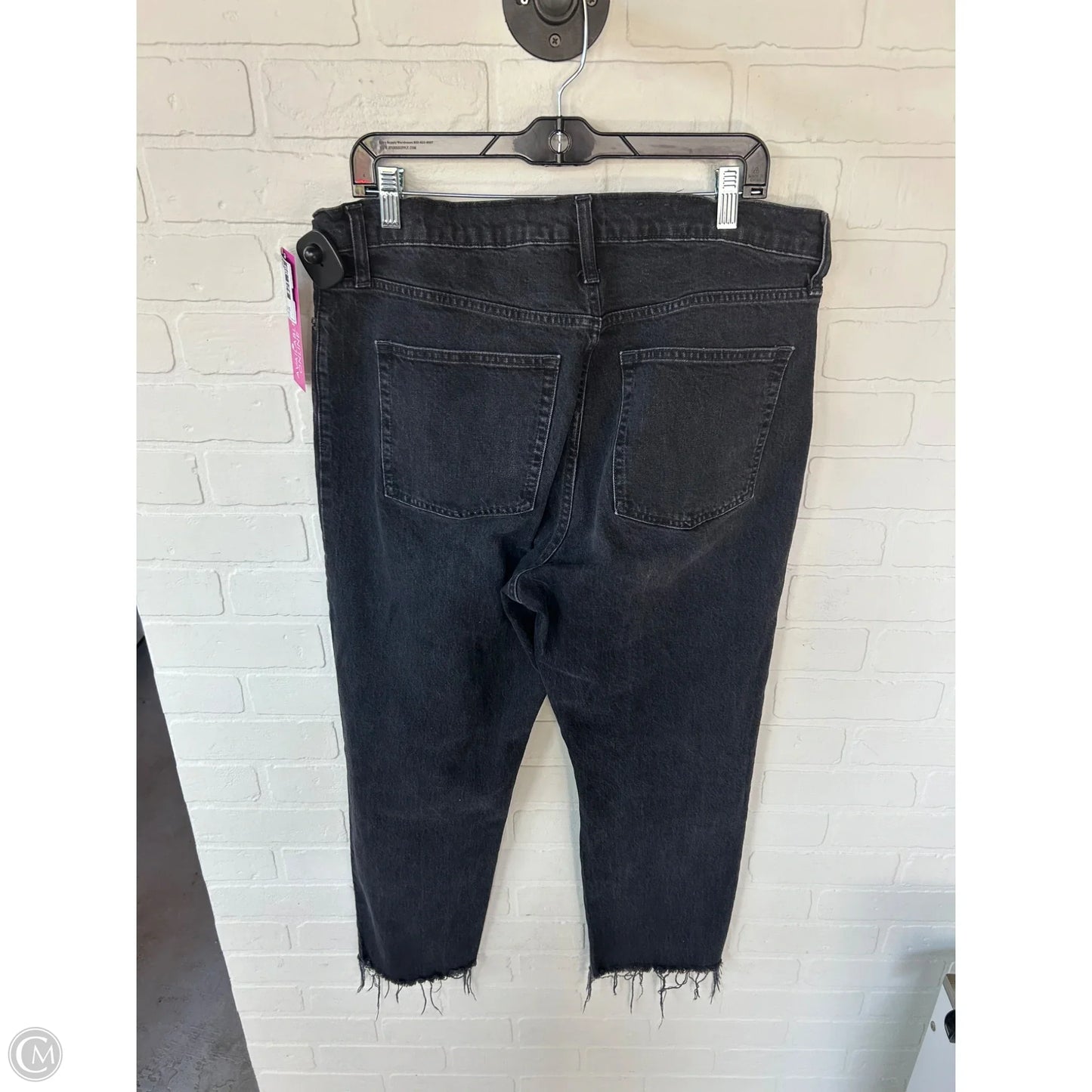 Jeans Straight By Gap In Black Denim, Size: 16