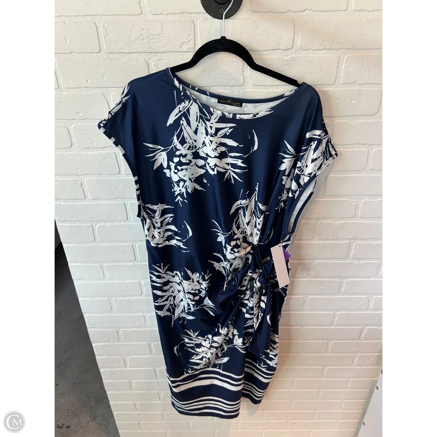 Dress Casual Midi By Clothes Mentor In Blue & White, Size: 3x