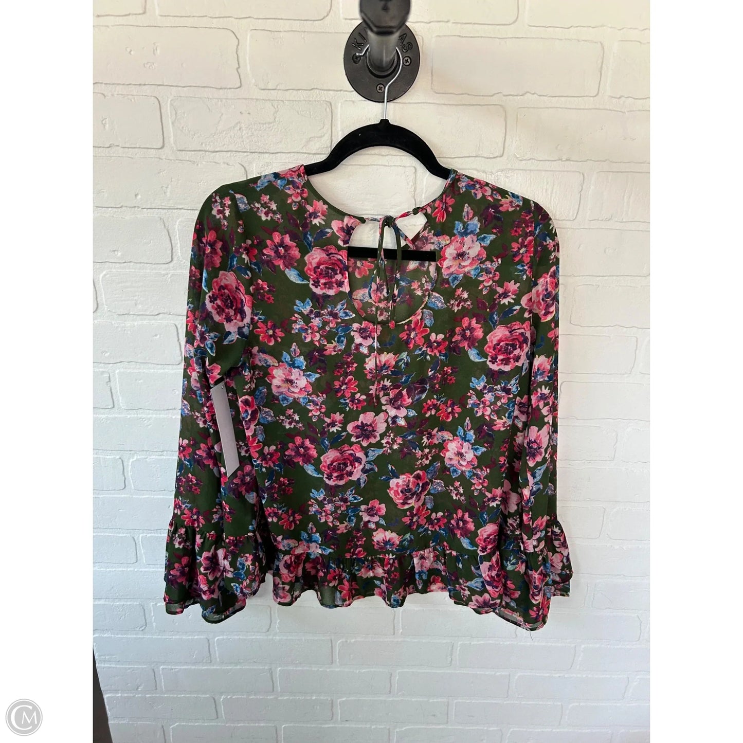 Top Long Sleeve By Kut In Green & Pink, Size: S