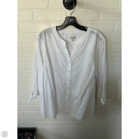 Top 3/4 Sleeve By Talbots In White, Size: 2x