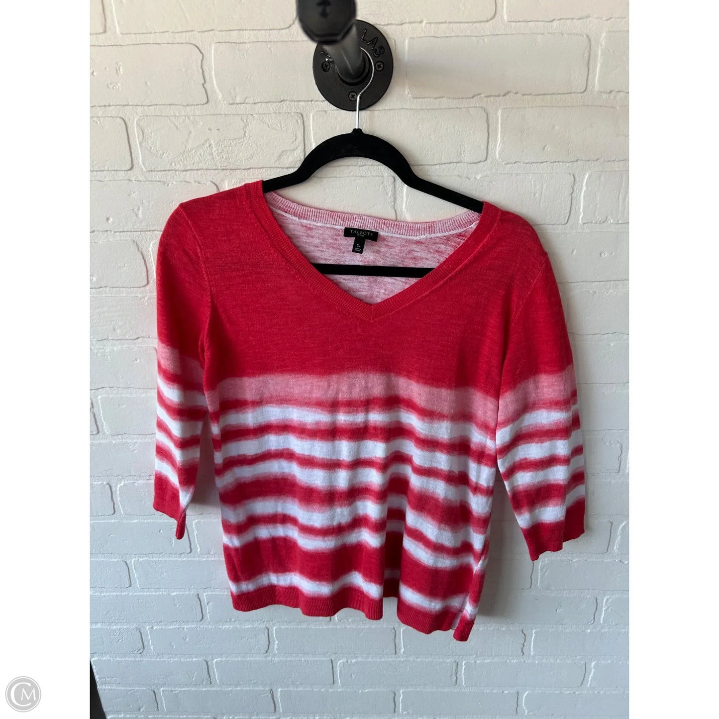 Sweater By Talbots In Red & White, Size: Sp