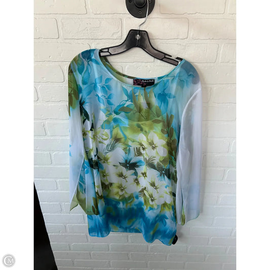 Top 2pc Long Sleeve By Peck And Peck In Blue & Green, Size: L