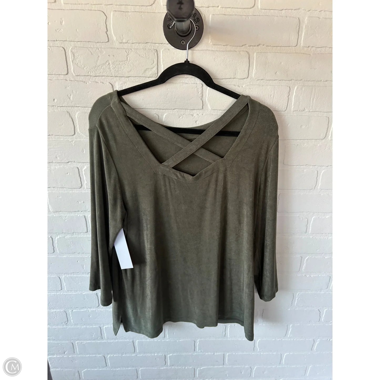 Top 3/4 Sleeve By Chicos In Green, Size: L